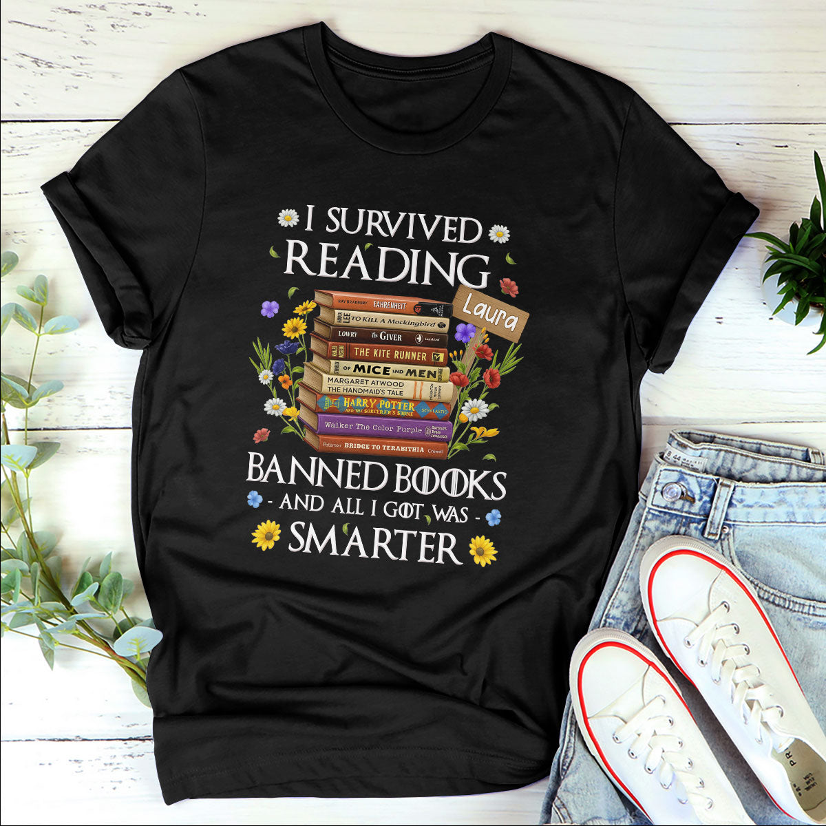 I Survived Reading Banned Books - Personalized 2D Unisex T-shirt