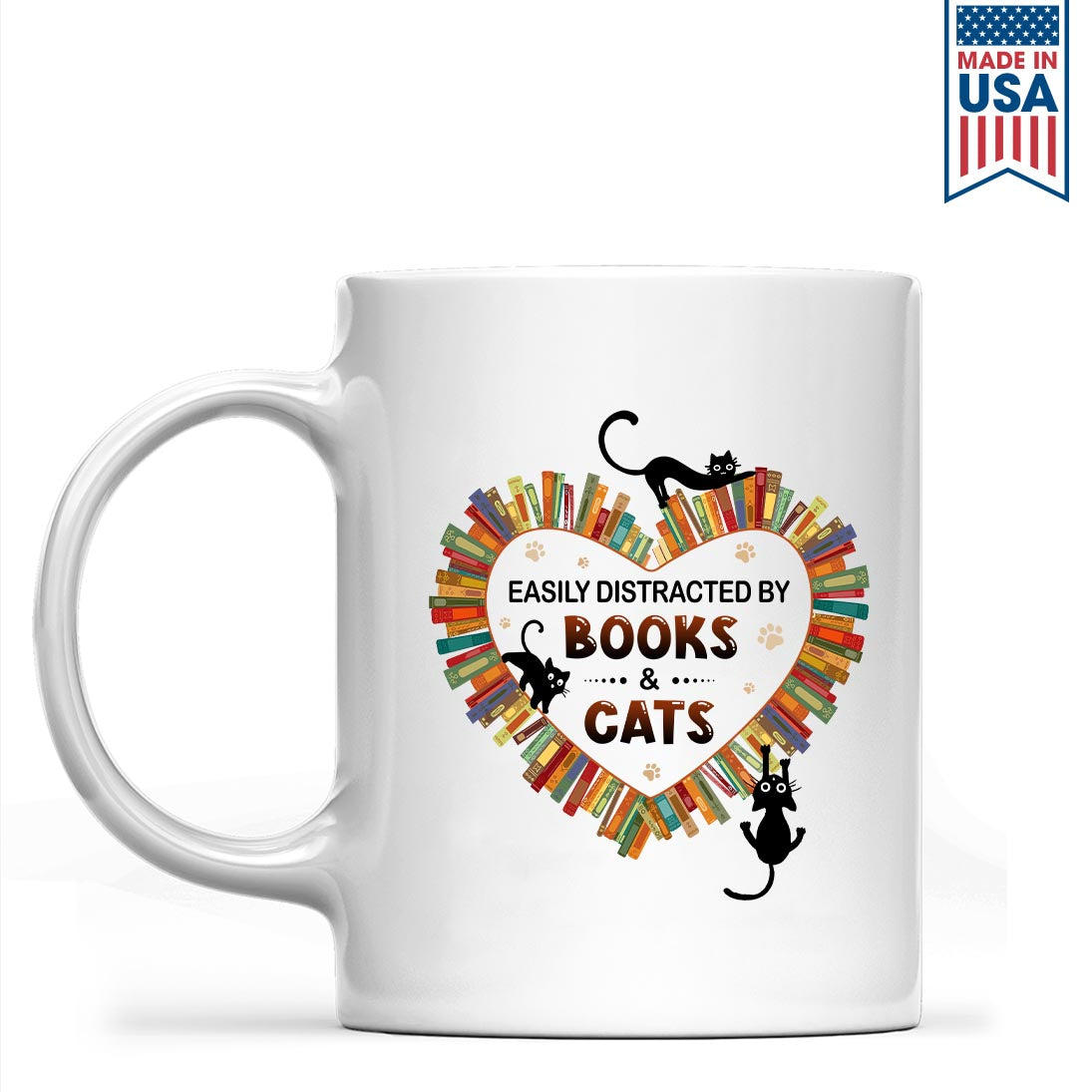 Easily Distracted By Books And Cats Book Lover Gift MUGW213
