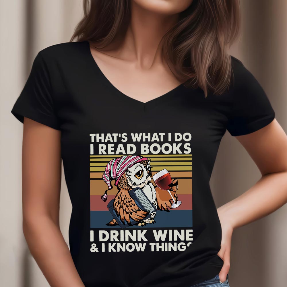 I Drink Wine And I Know Things Book Lovers Gift Women's V-neck T-shirt TSVB12