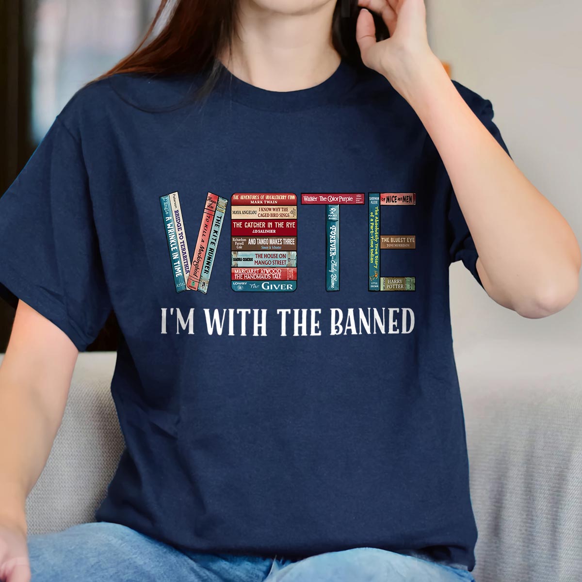 I'm With The Banned V Book Lovers Gift TSB552