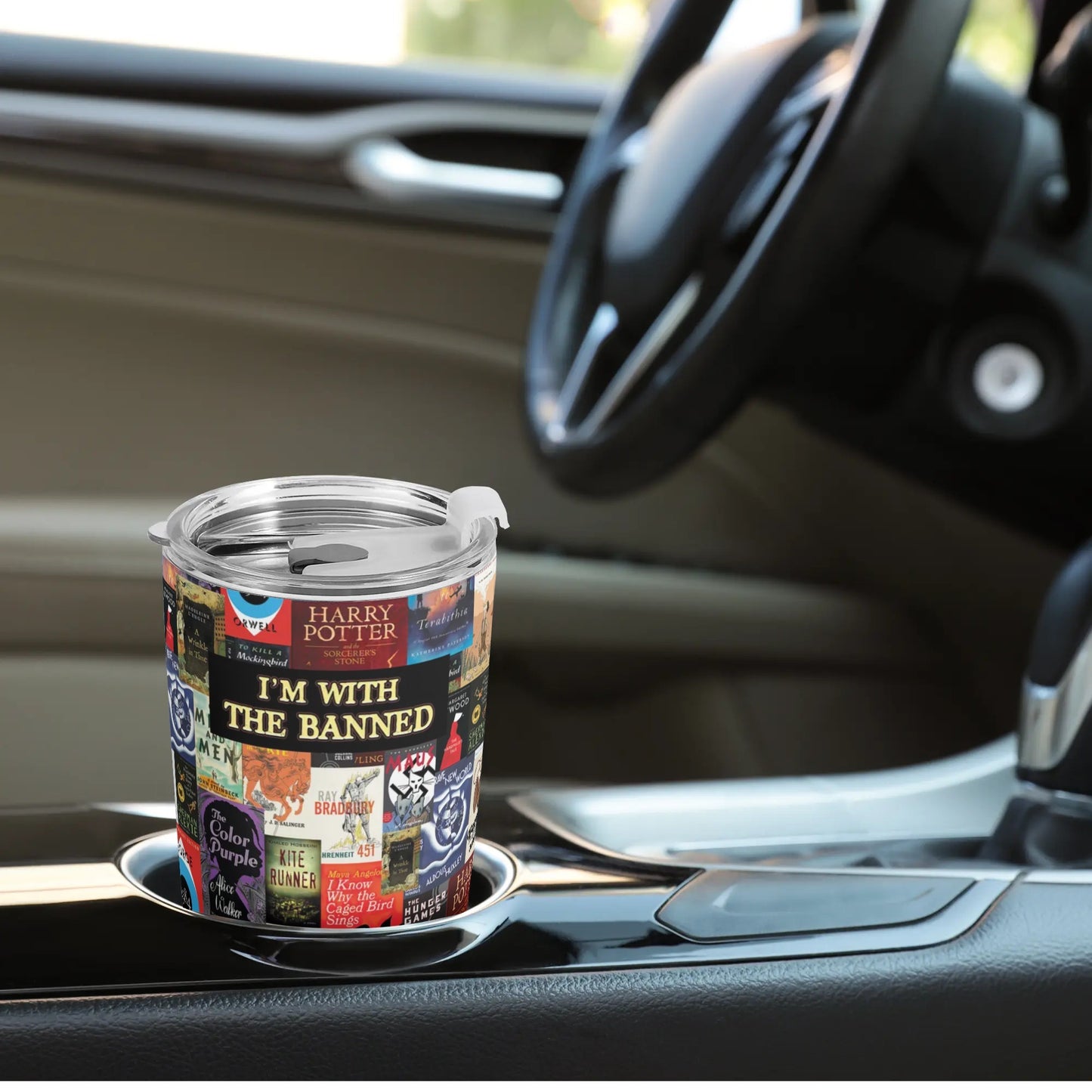 I'm With The Banned Curved Tumbler 20oz Book Lovers Gift SCT15