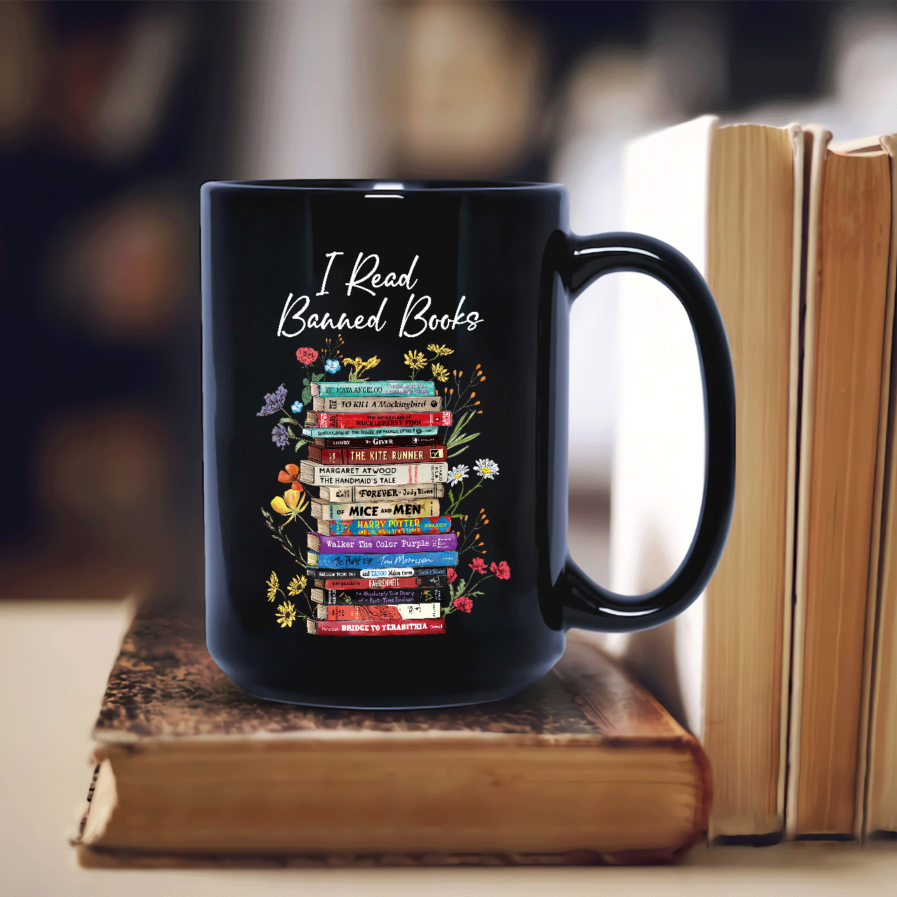 I Read Banned Books Flowers Book Lover Gift MUGB190