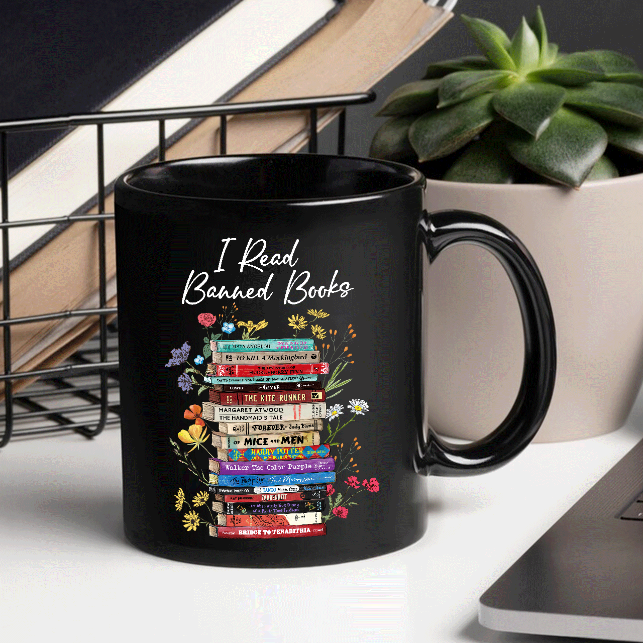 I Read Banned Books Flowers Book Lover Gift MUGB190