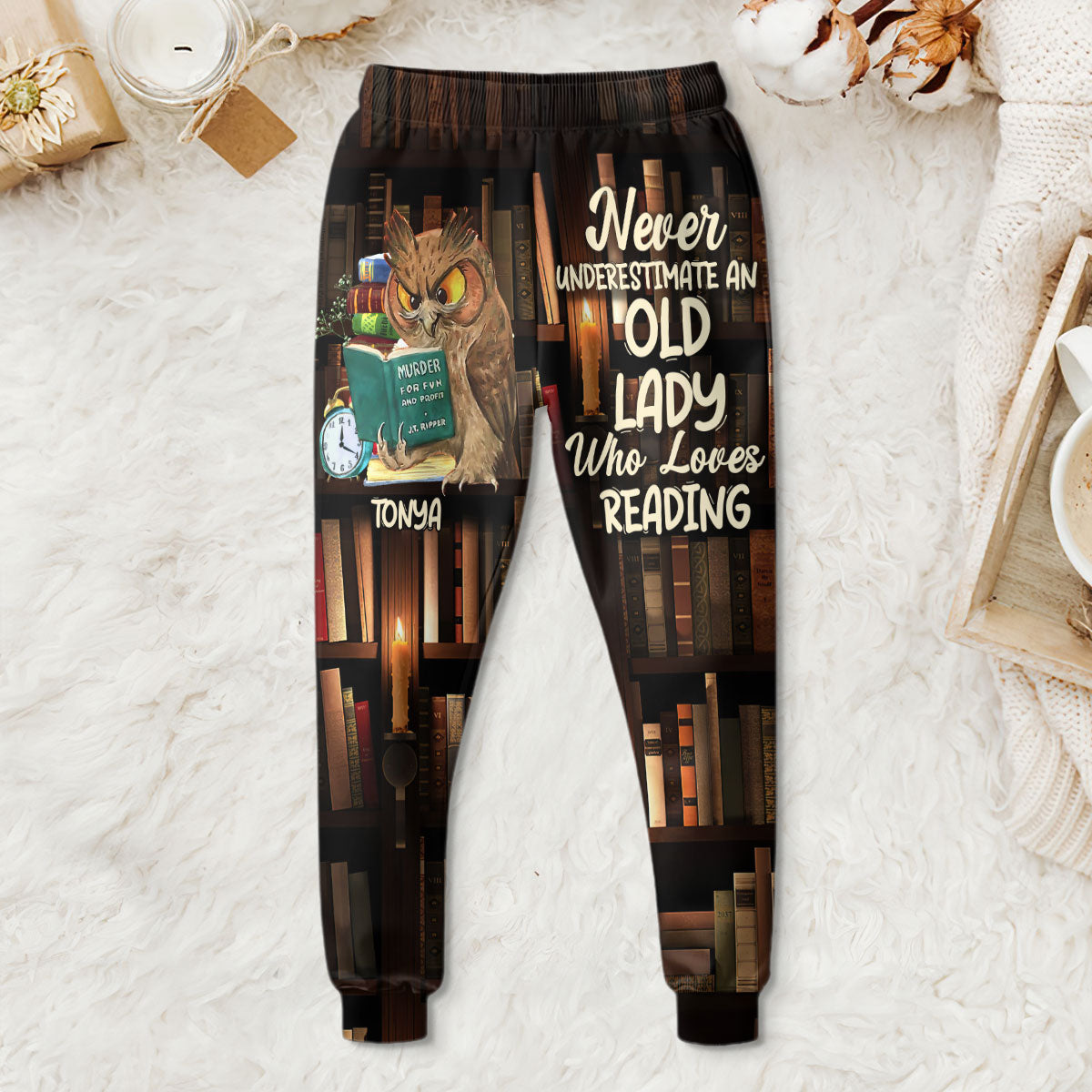 Never Underestimate An Old Lady Who Loves Reading - Personalized Sweatpants