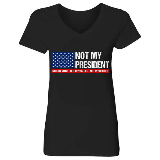 Not My President - Personalized Women's V-neck T-shirt