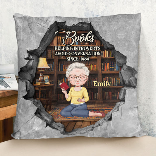 Books Helping Introverts Avoid Conversation Since 1454 - Personalized Crystal Velvet Pillow