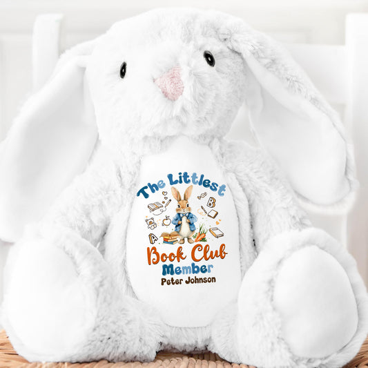 The Littlest Book Club Member - Personalized Stuffed Bunny