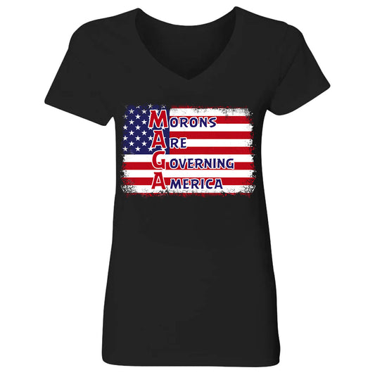 Morons Are Governing America - Personalized Women's V-neck T-shirt