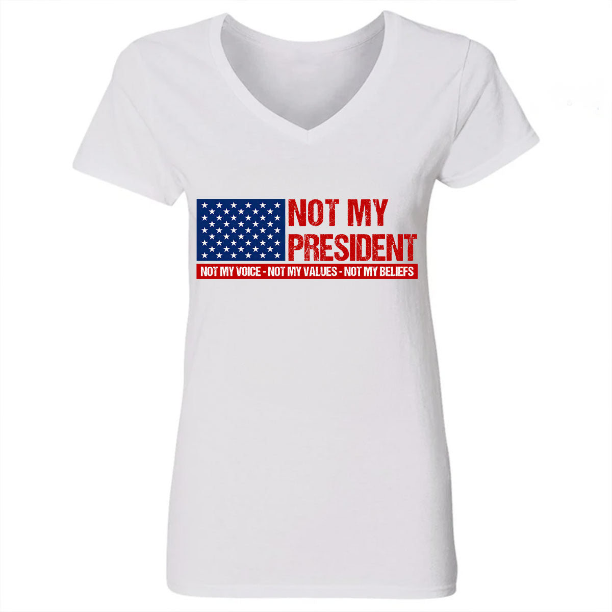 Not My President - Personalized Women's V-neck T-shirt