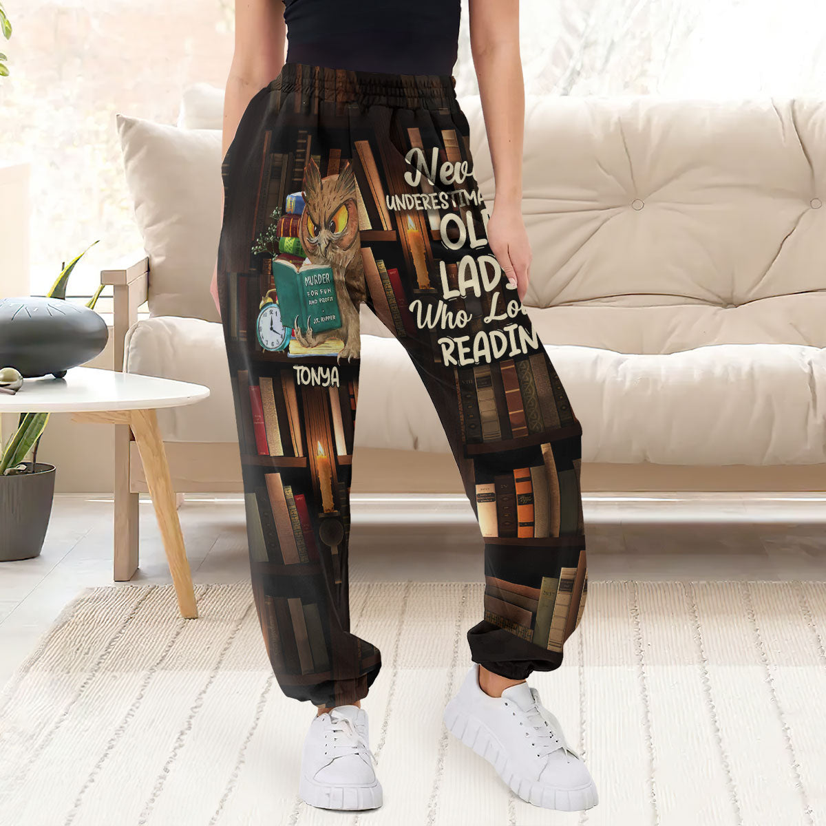 Never Underestimate An Old Lady Who Loves Reading - Personalized Sweatpants