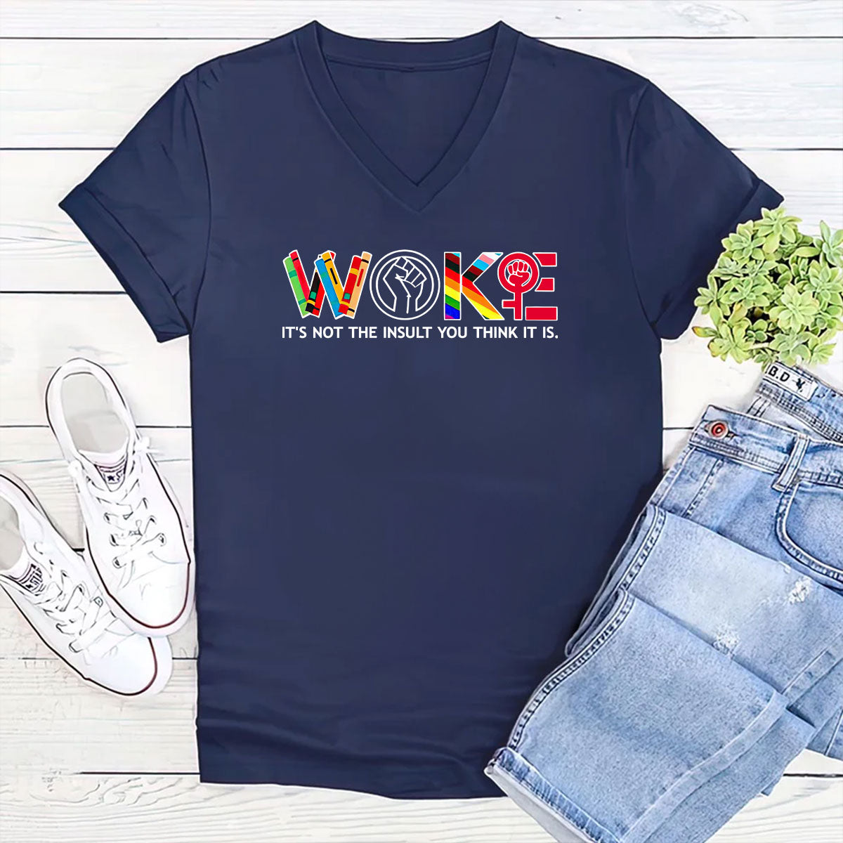 Woke - Personalized Women's V-neck T-shirt