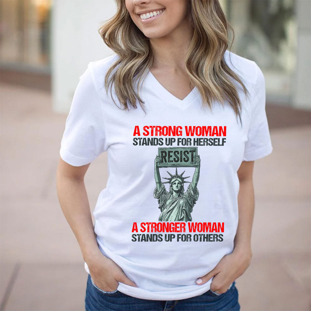 A Strong Woman - Personalized Women's V-neck T-shirt