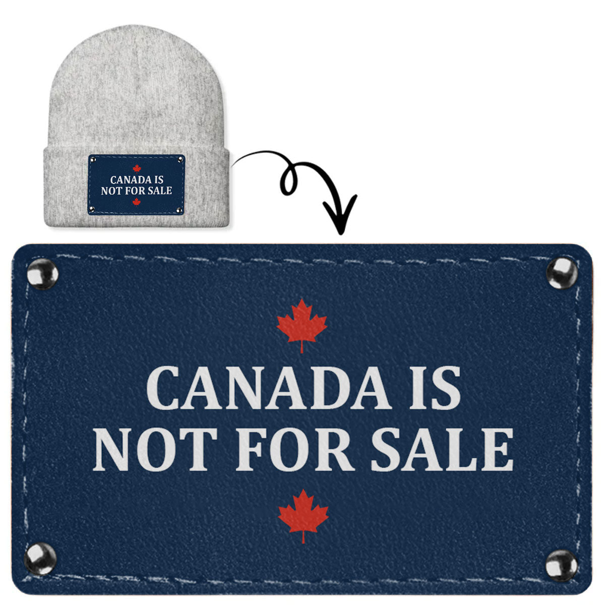 Canada Is Not For Sale - Personalized Leather Knitted Beanie
