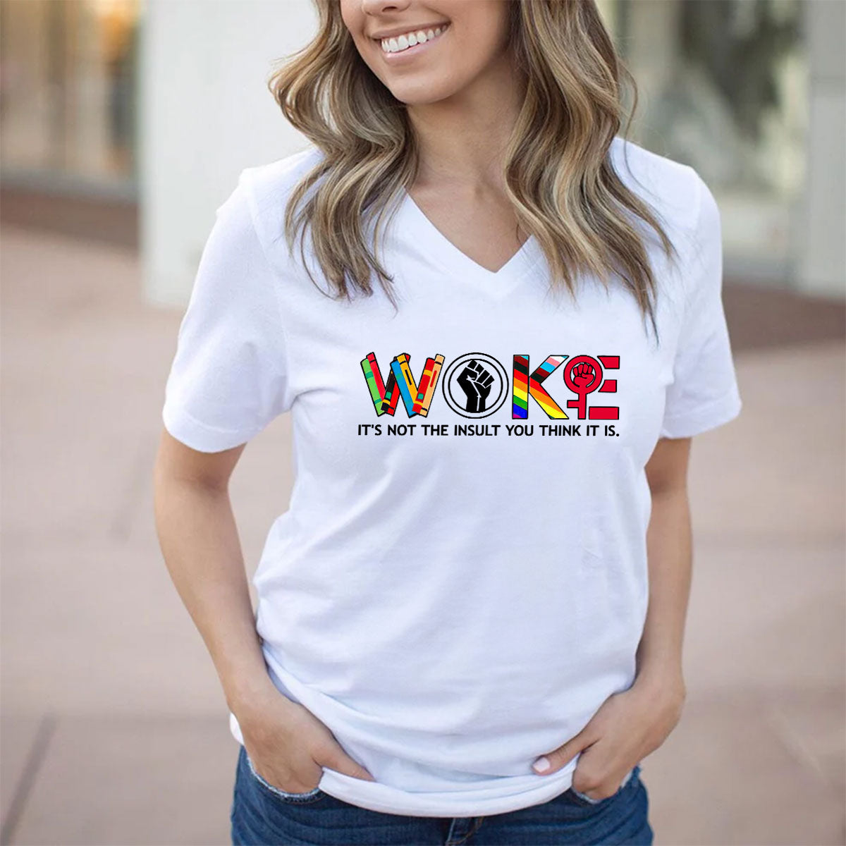 Woke - Personalized Women's V-neck T-shirt