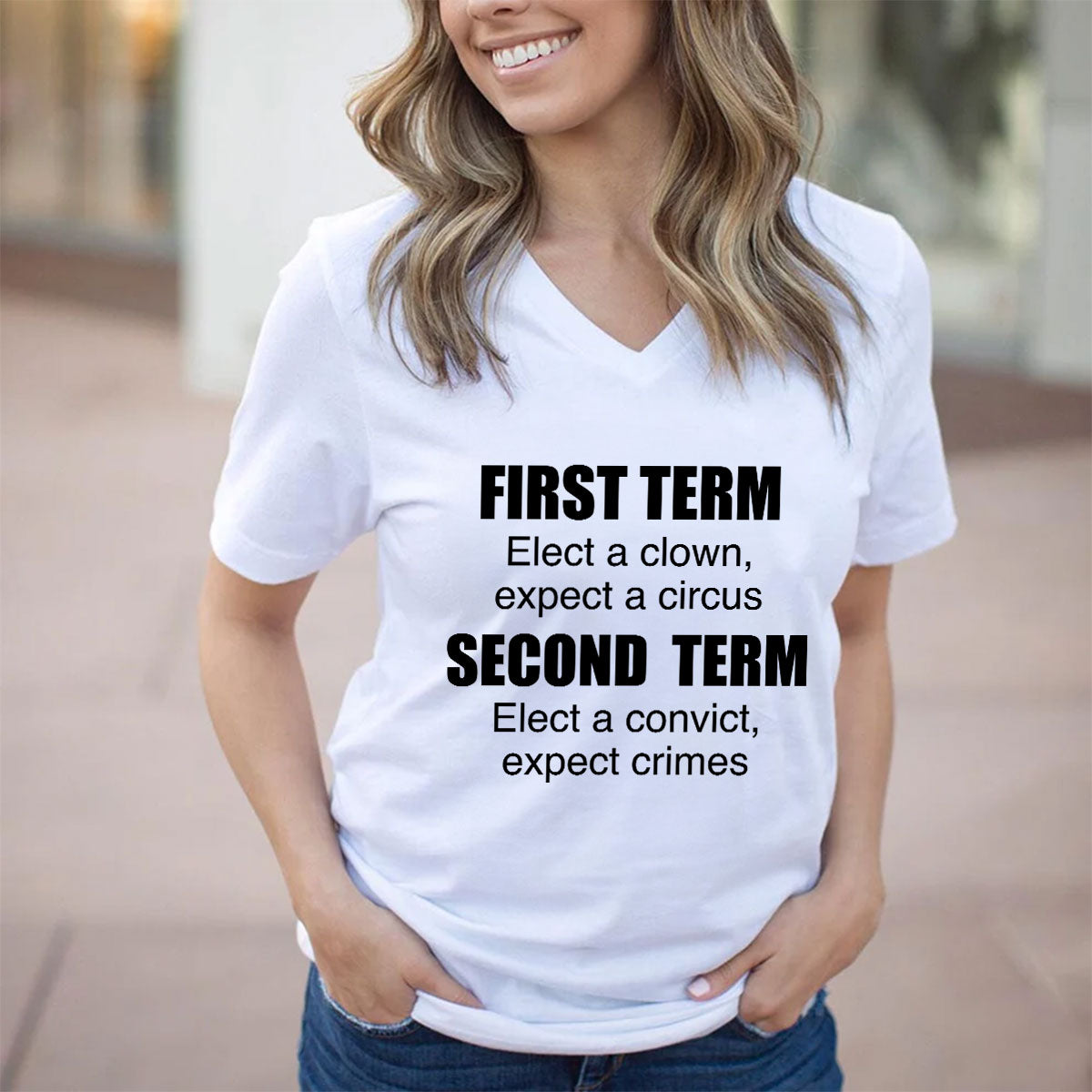First Term Second Term - Personalized Women's V-neck T-shirt