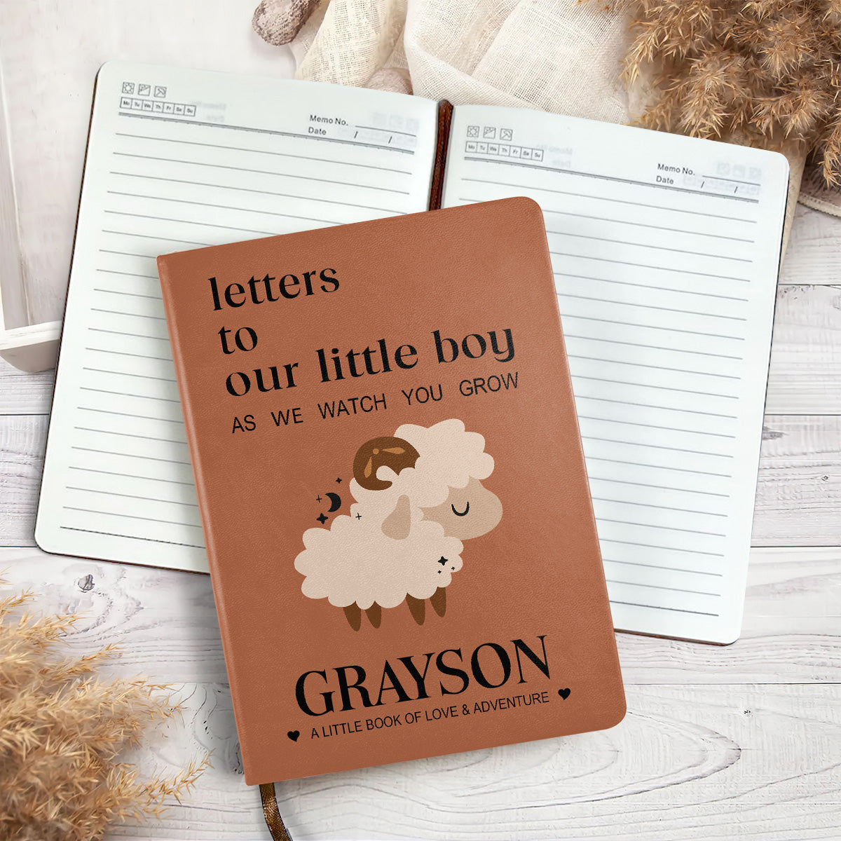 Letters To My Little Boy - Personalized Leather Cover Notebook