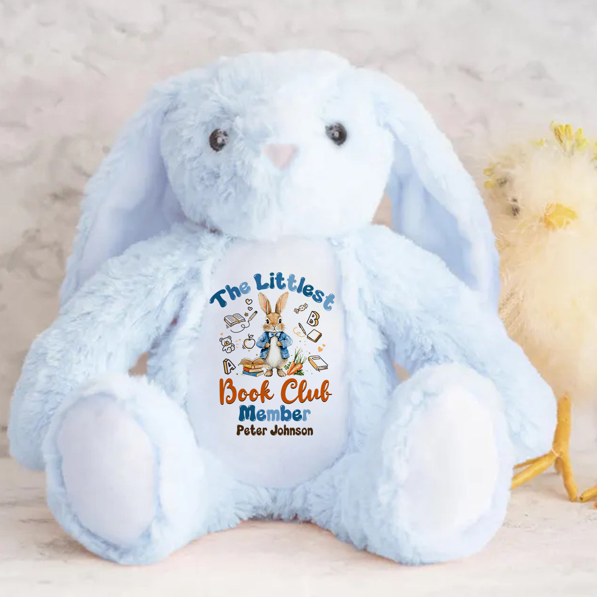 The Littlest Book Club Member - Personalized Stuffed Bunny
