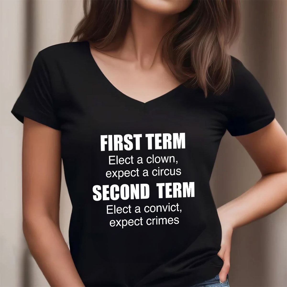 First Term Second Term - Personalized Women's V-neck T-shirt