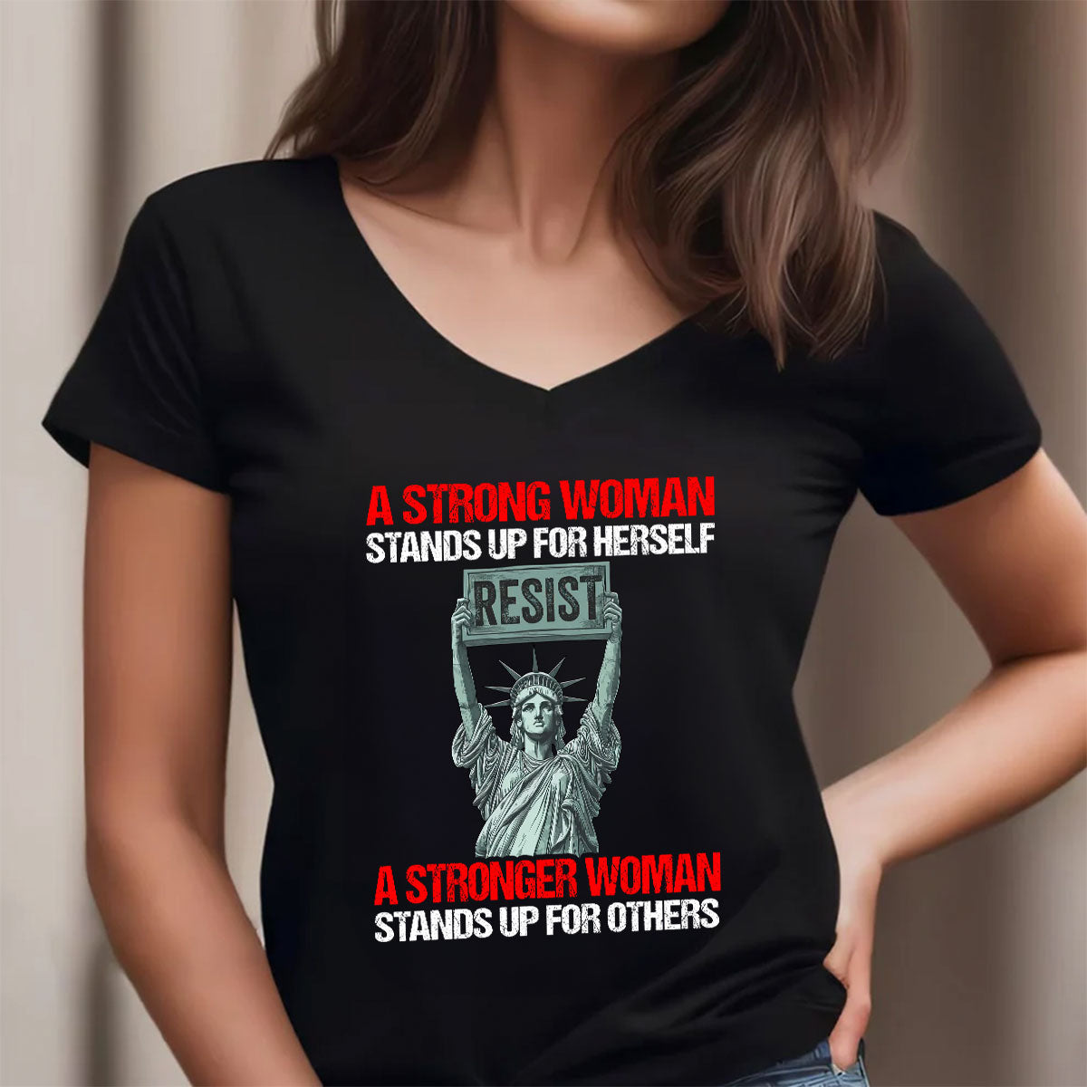 A Strong Woman - Personalized Women's V-neck T-shirt