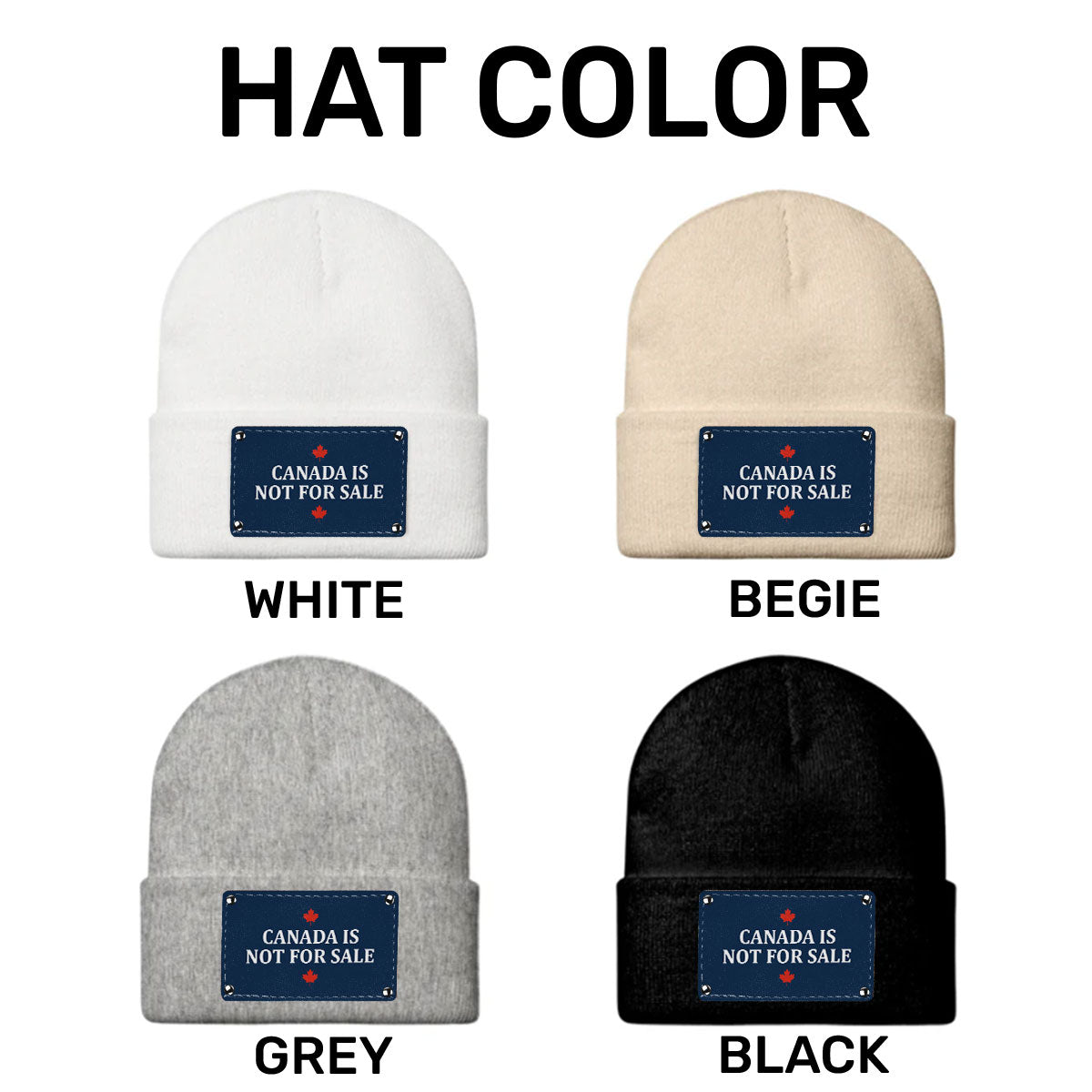 Canada Is Not For Sale - Personalized Leather Knitted Beanie