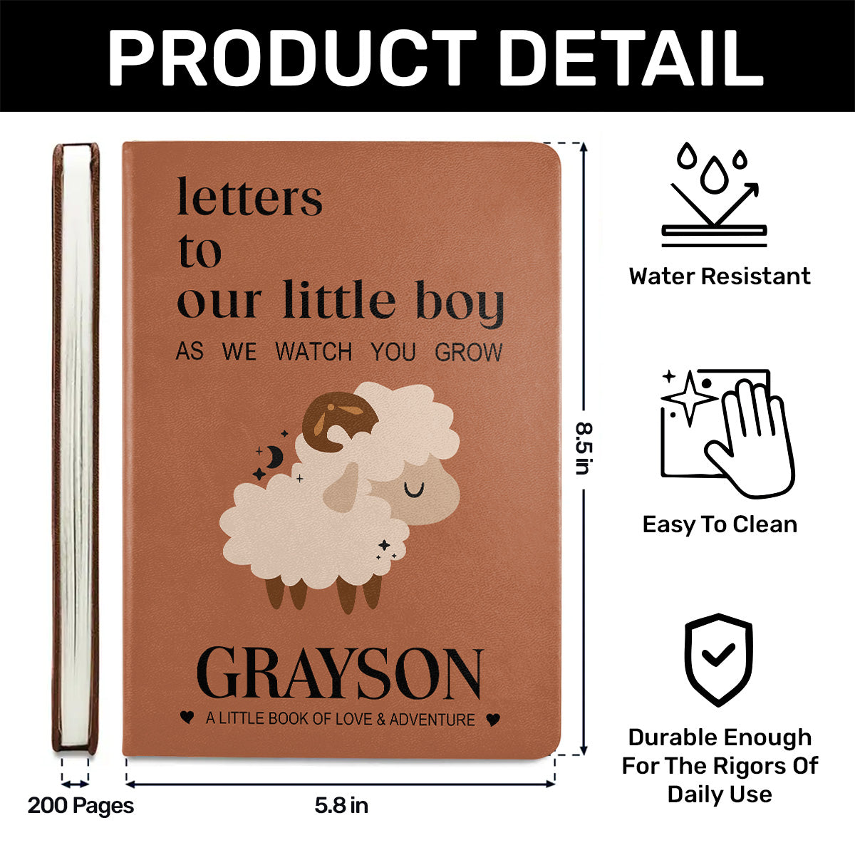 Letters To My Little Boy - Personalized Leather Cover Notebook