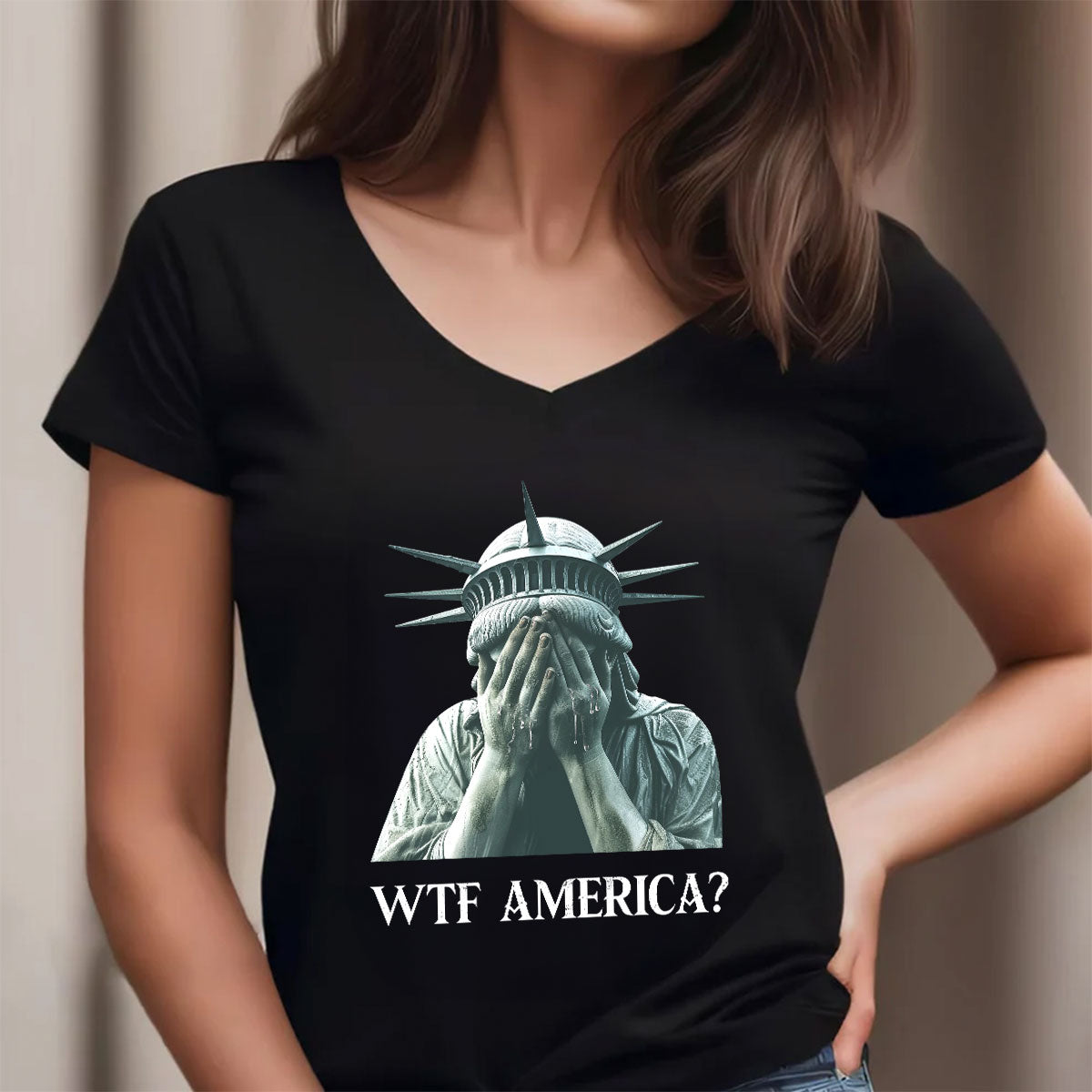 WTF America? - Personalized Women's V-neck T-shirt