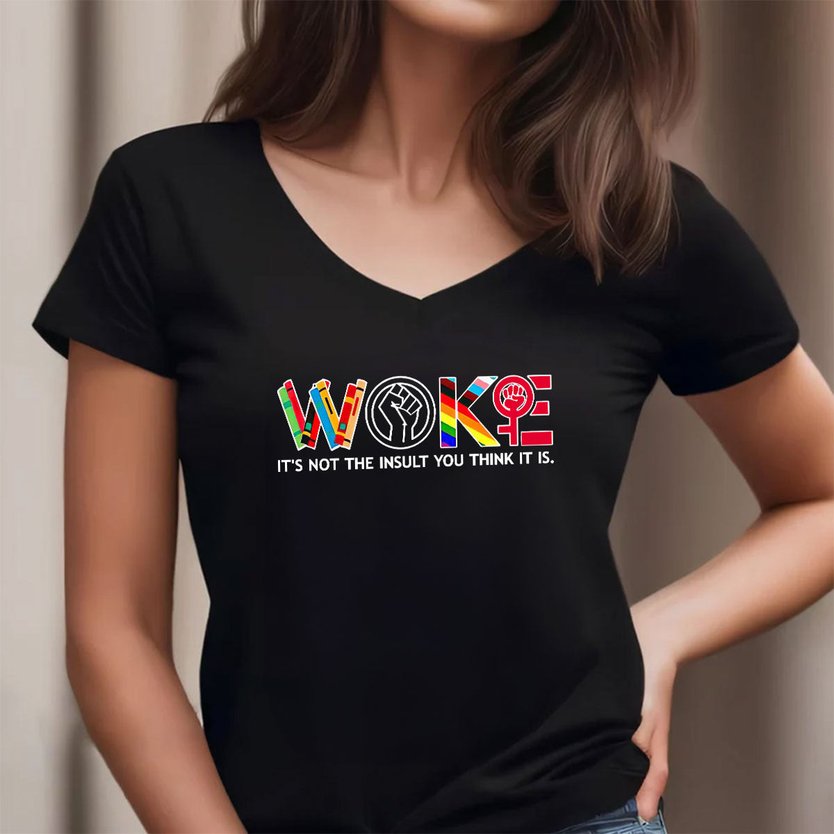 Woke - Personalized Women's V-neck T-shirt