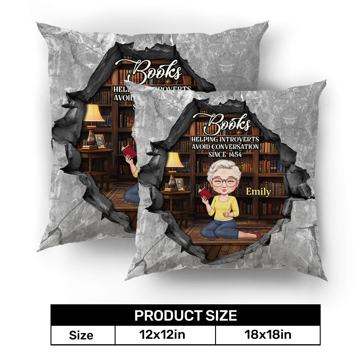 Books Helping Introverts Avoid Conversation Since 1454 - Personalized Crystal Velvet Pillow