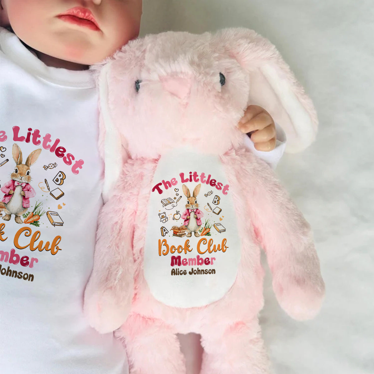 The Littlest Book Club Member - Personalized Stuffed Bunny