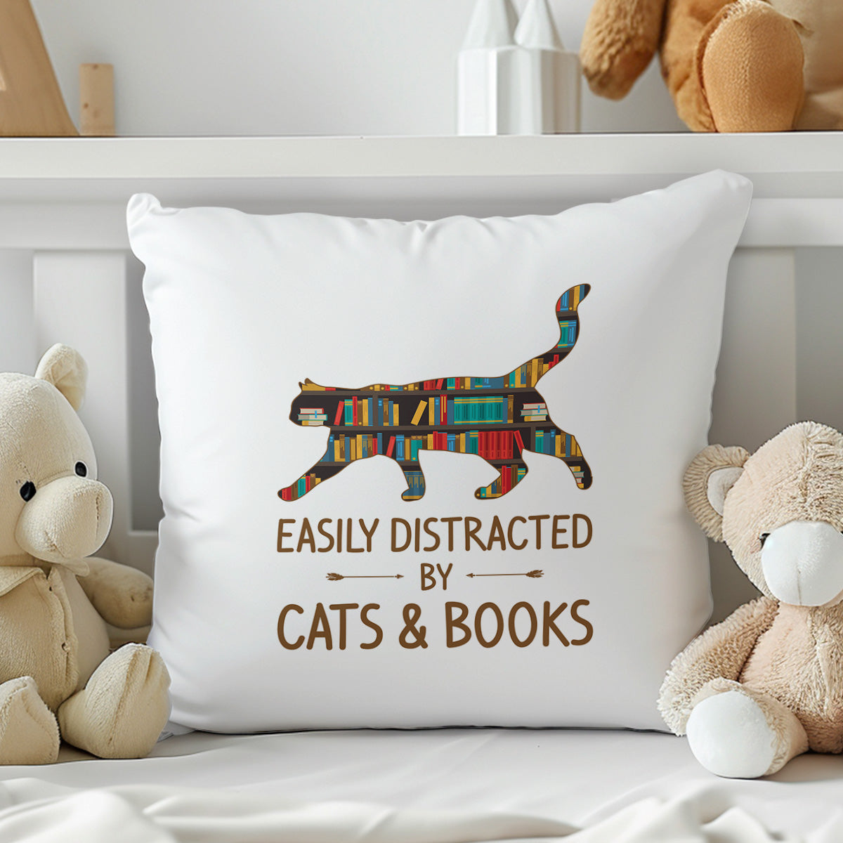 Easily Distracted By Cats And Books Book Lovers Gift PILS39