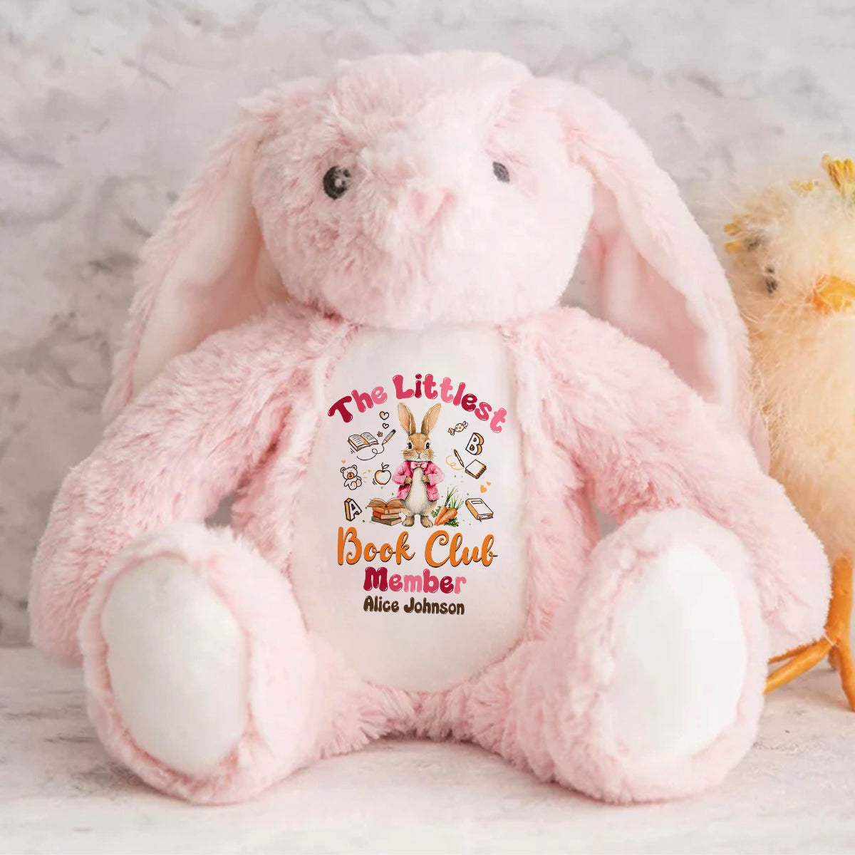 The Littlest Book Club Member - Personalized Stuffed Bunny