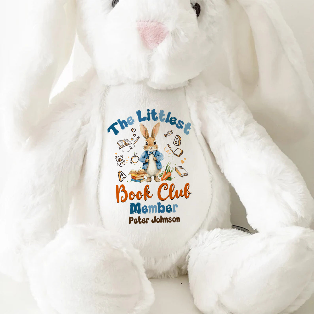 The Littlest Book Club Member - Personalized Stuffed Bunny