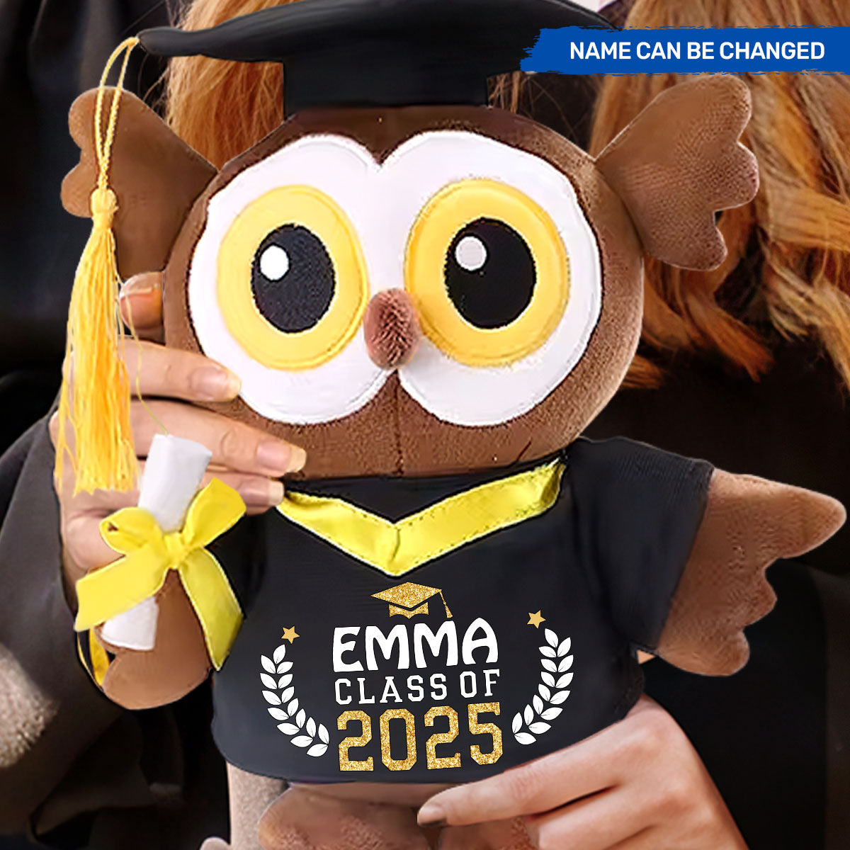 Cute Graduation Cap Design Stuffed Animal With Name and Year Graduation - Personalized Graduation Owl