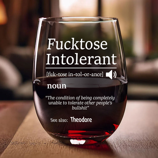 F*cktose Intolerant - Personalized Stemless Wine Glass