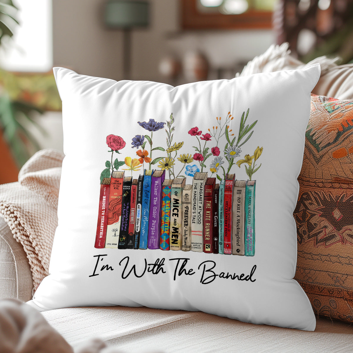 I'm With The Banned Flowers Book Lover Gift PIL185