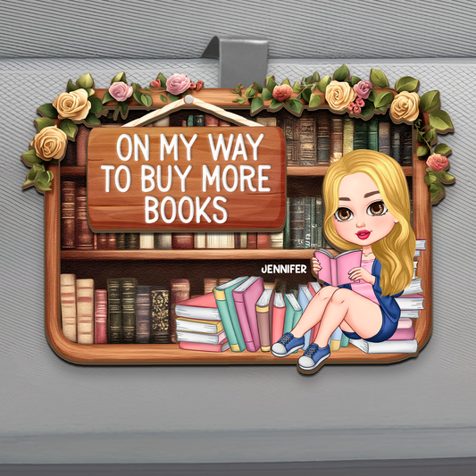 On My Way To Buy More Books - Personalized Car Visor Clip