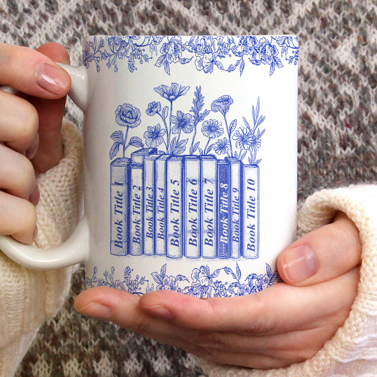 My Reading Companion Toile De Jouy - Personalized Ceramic Coffee Mug