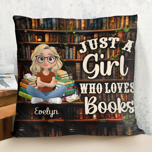 Just A Girl Who Loves Books - Personalized Crystal Velvet Pillow