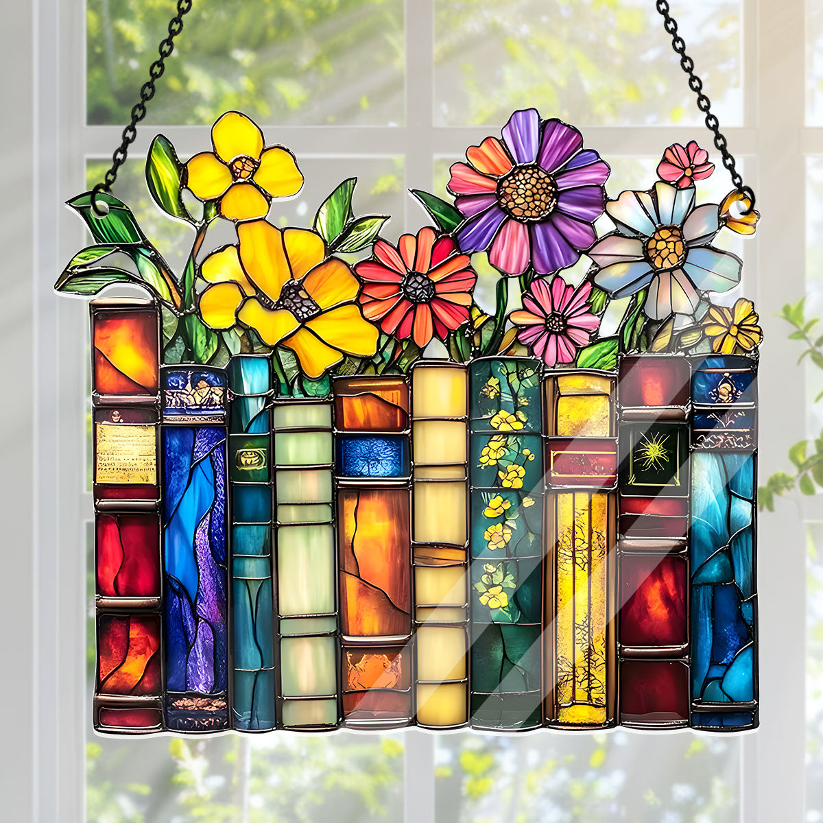Vintage Flower Book - Acrylic Suncatcher