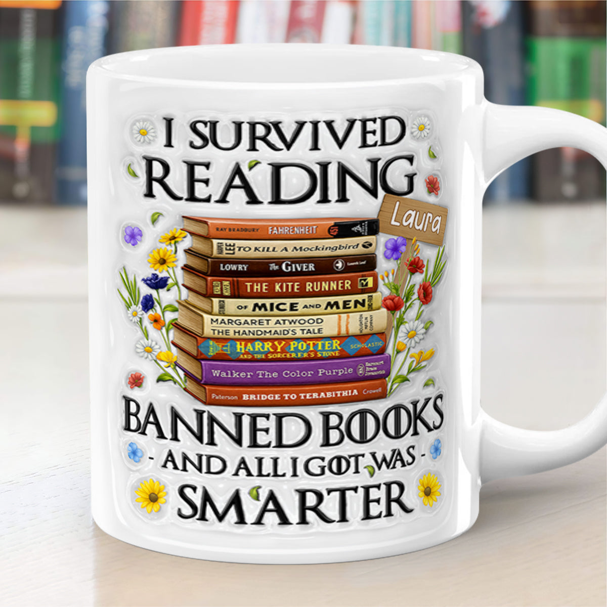 I Survived Reading Banned Books - Personalized Ceramic Coffee Mug