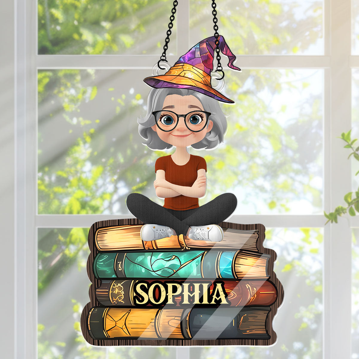 Book Lovers Turned Wizards - Personalized Window Hanging Suncatcher