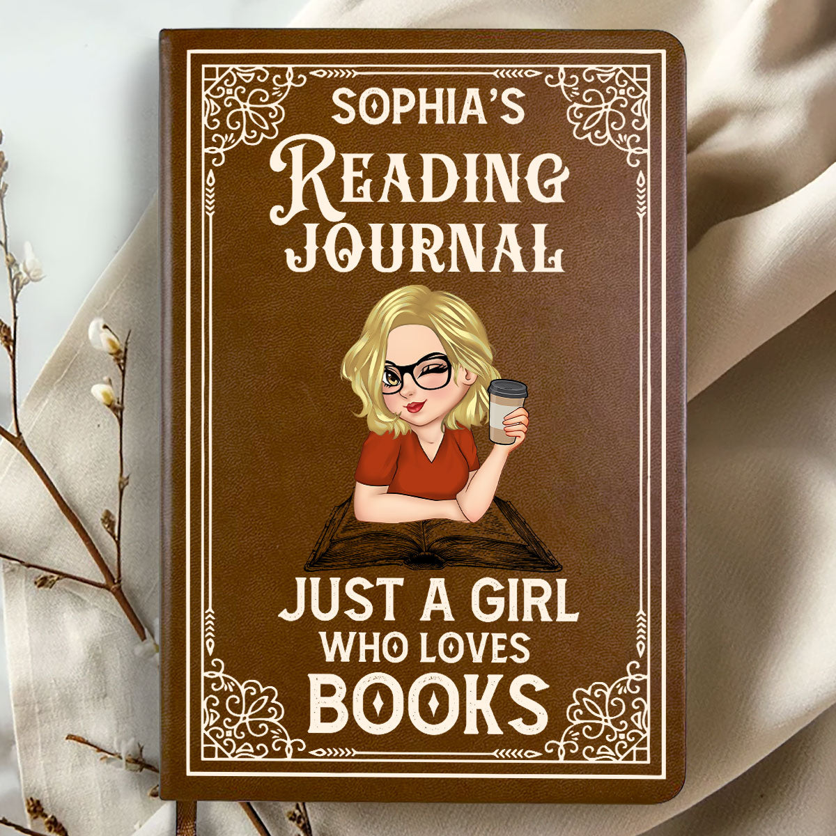 A Girl Who Loves Books Reading Journal - Personalized Leather Cover Notebook