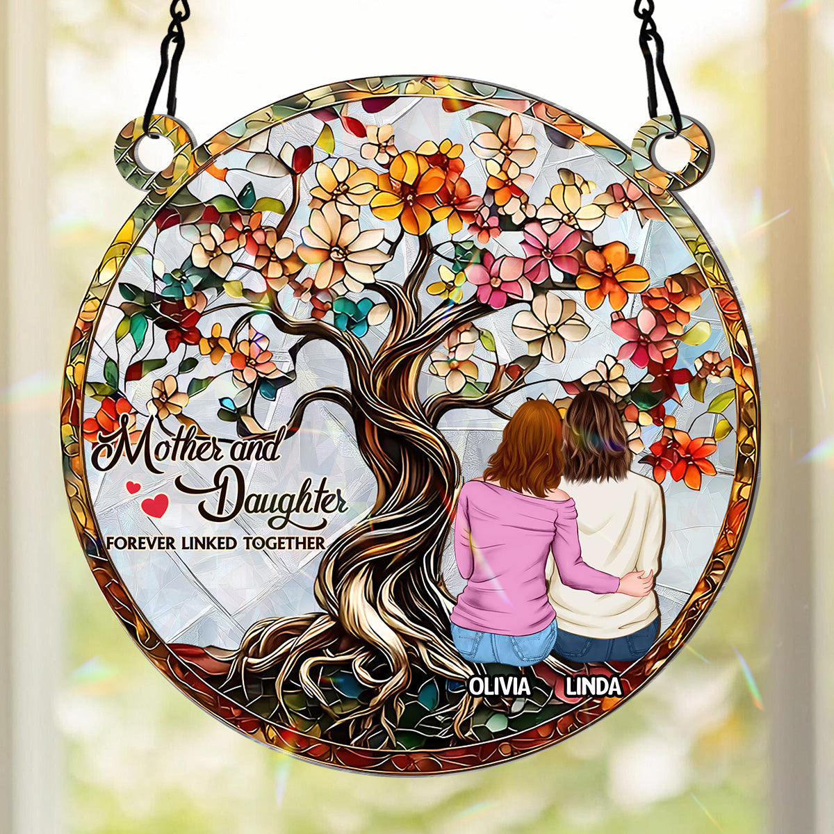 Forever Linked Together - Personalized Holographic Window Hanging Suncatcher