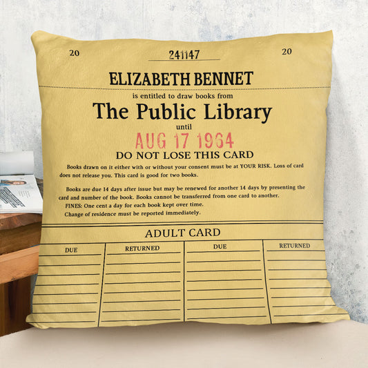 Custom Library Card - Personalized Crystal Velvet Pillow