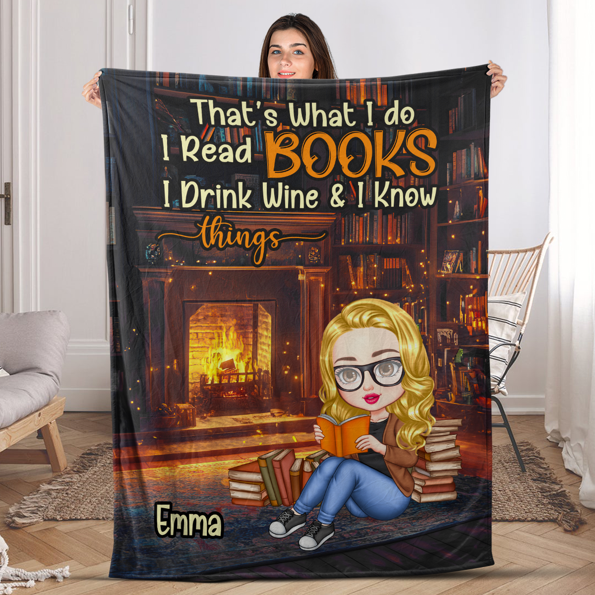 That's What I Do, I Read Books, I Drink Wine & I Know Things - Personalized Fleece Blanket
