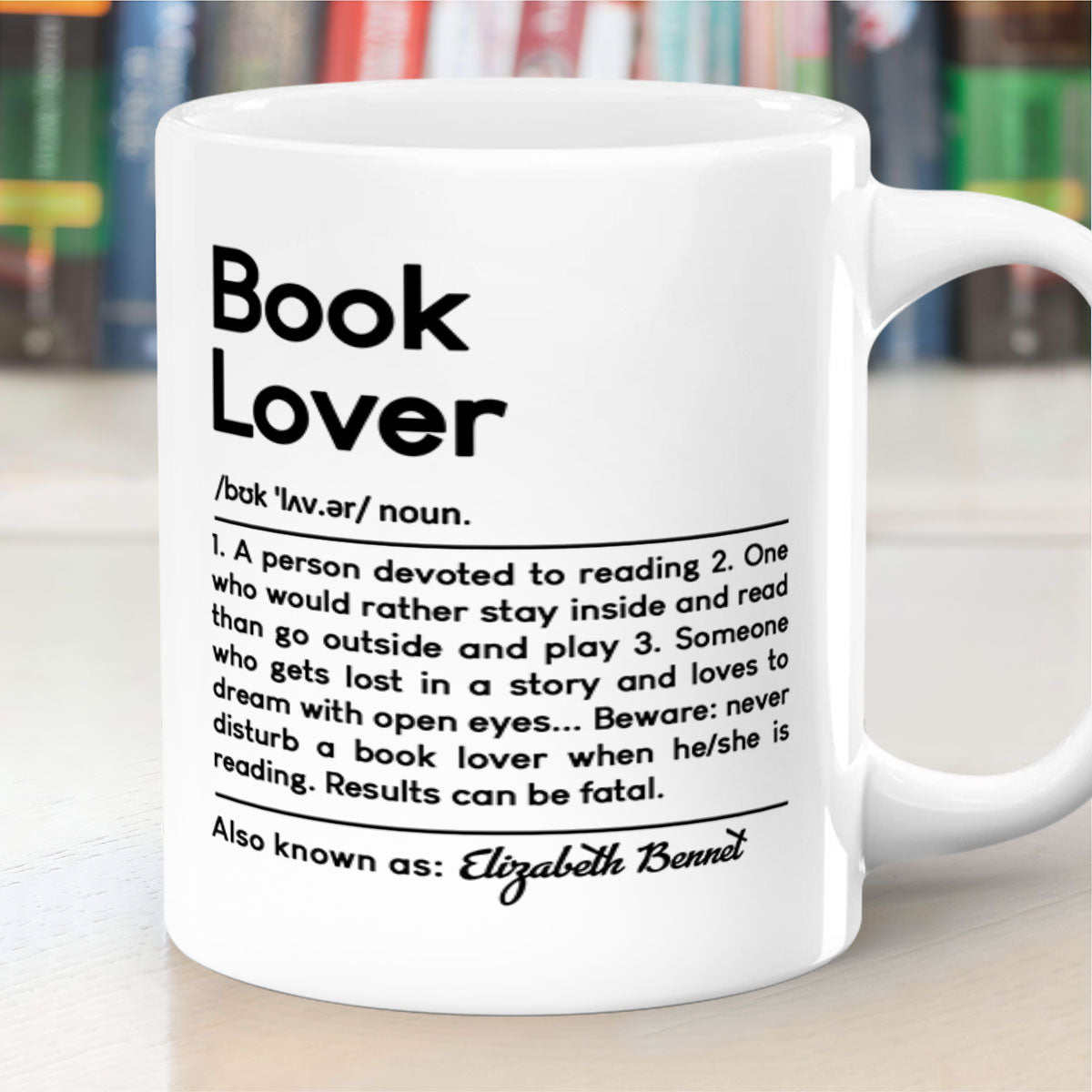Book Lover Definition - Personalized Ceramic Coffee Mug