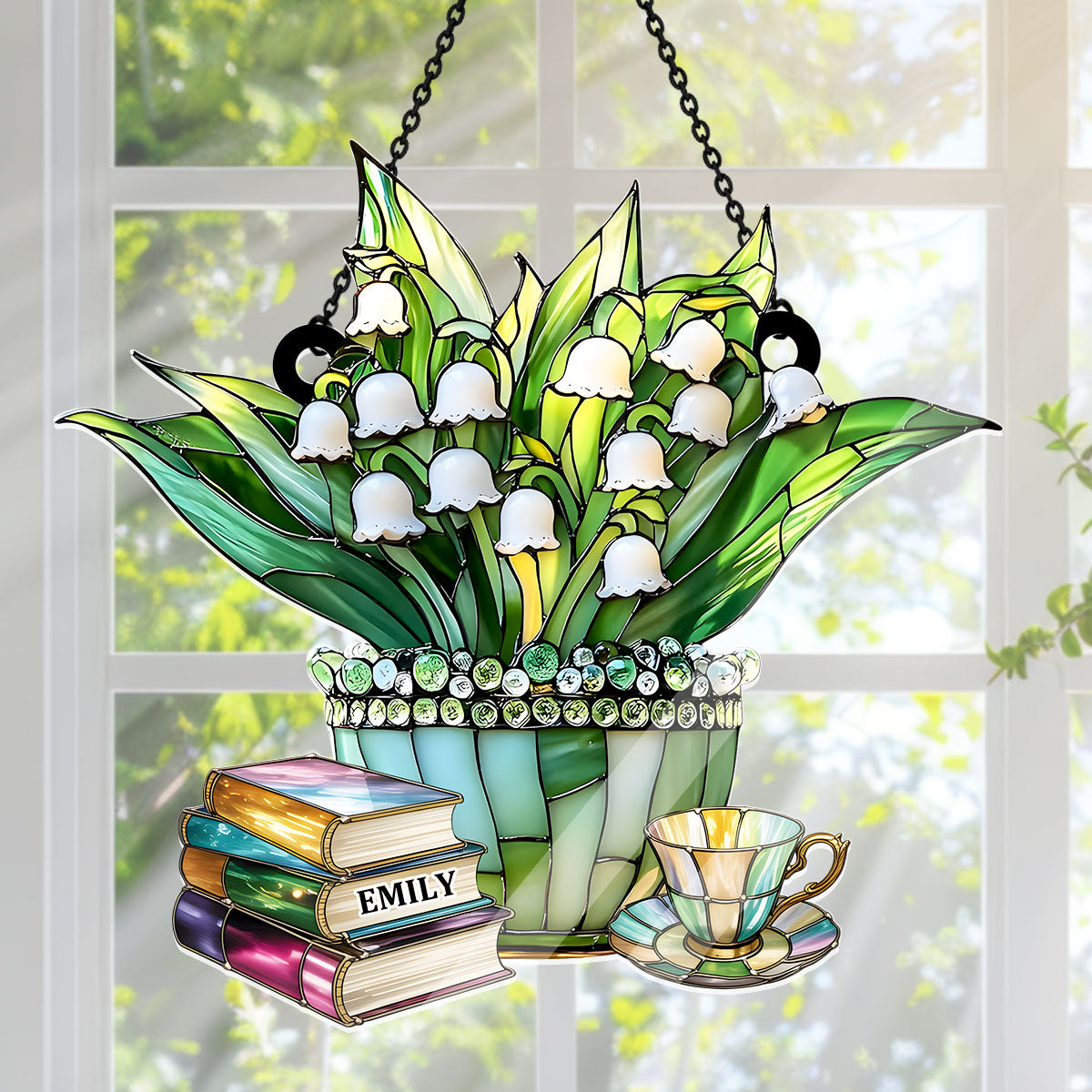 Just A Girl Who Loves Lilies and Books - Personalized Acrylic Suncatcher