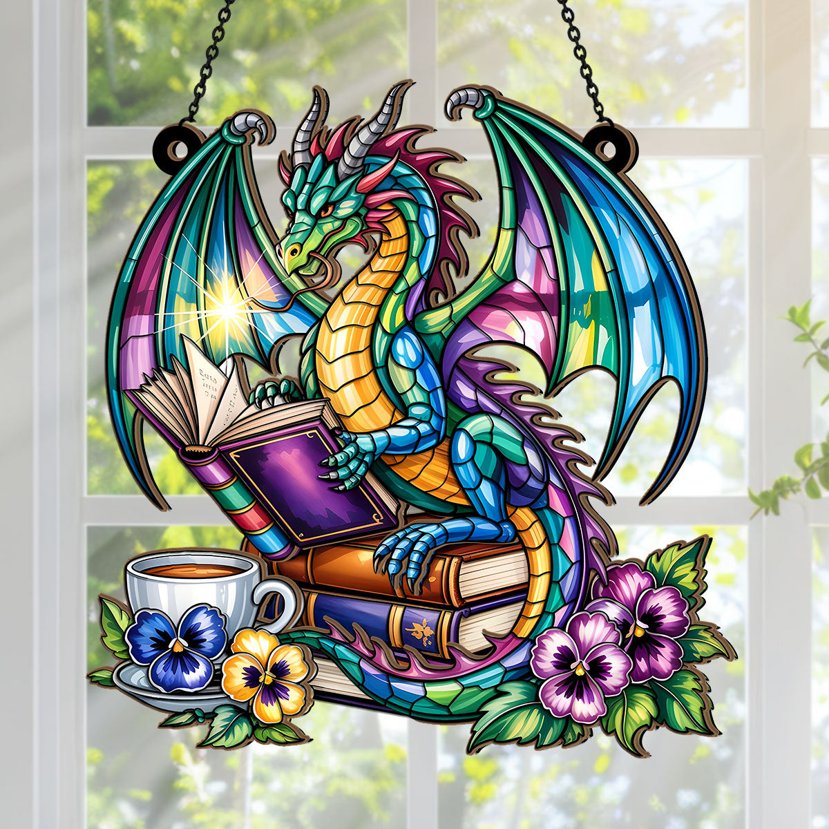 The Lorekeeper Dragon - Window Hanging Suncatcher