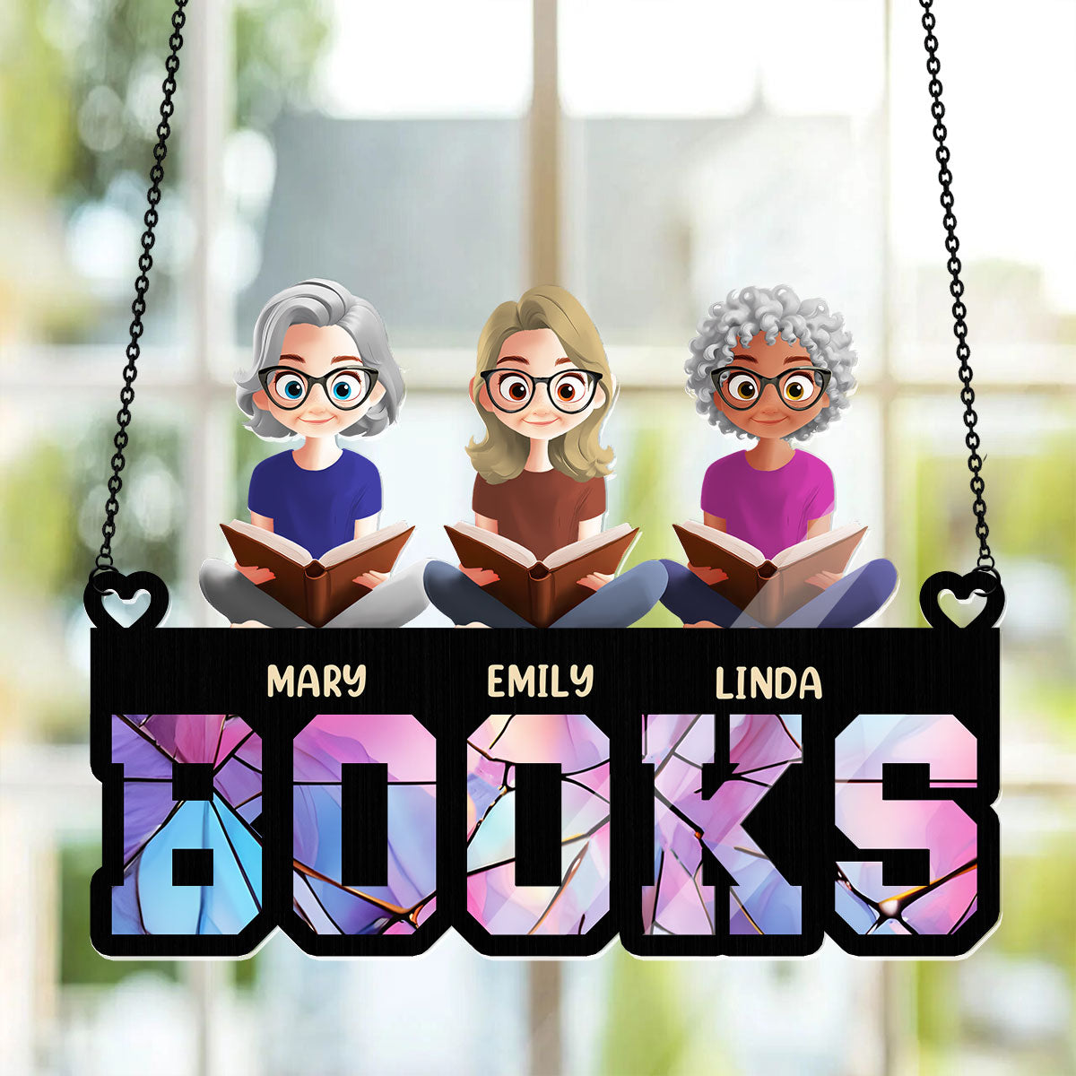 Just Girls Who Love Books - Personalized Window Hanging Suncatcher