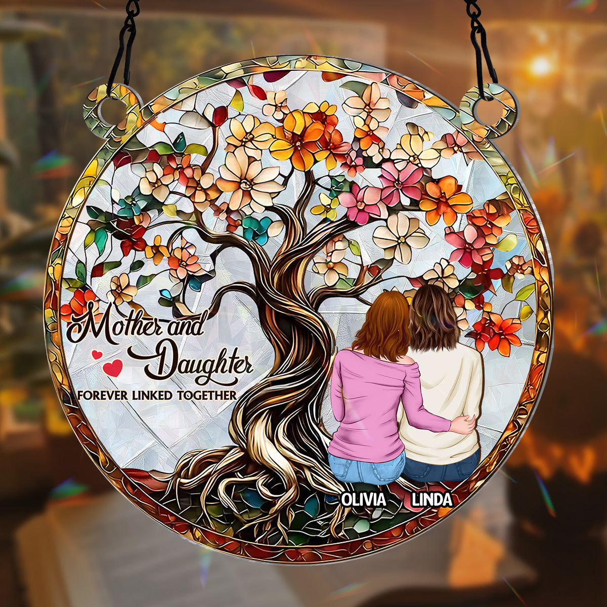 Forever Linked Together - Personalized Holographic Window Hanging Suncatcher